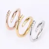 Titanium steel nails Screwdriver ring men and women gold engagement jewelry for lovers couple rings gift size 5-11 with box253f