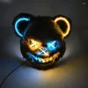 Masque lumineux LED, fournitures de fête, accessoires de Costume d'halloween, ours néon brillant, horreur Cosplay, visage lumineux