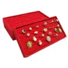 3 Stück roter Samt Schmuck Ring Display Organizer Aufbewahrungskoffer Samt Ohrring Ohrstecker Manschettenknöpfe Ring Aufbewahrungsbox Tablett Ring Bar Tablett 11 22725