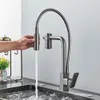 Kitchen Faucets rozin Gun Grey Filter Water Faucet Black Pull Down 2 in 1 Sprayer Brass Drinking Tap 360 Swivel Purification Mixer Taps 231030