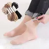 Chaussettes d'été en peau noire pour femmes, 10 paires, courtes, transparentes, ultra-fines, en soie cristal, élastiques, invisibles, à la cheville