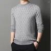 Męskie swetry marka odzieży mężczyźni zimowi koreański wzór stylu męski ciepły sweter O jesienne pulourki wełniane