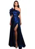 Elegant Mermaid Evening Dresses for Women One Shoulder Strapless Pleats Ruffles High Side Split Formal Occasions Wear Birthday Celebrity Pageant Party Prom Gowns