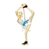 ブローチ到着エナメル体操バレエダンサー女性のためのブローチピンクリスタルドロップオイルコサージ衣料コートファッションジュエリー
