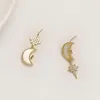 Dangle Earrings Mother Of Freshwater Shell ECO Brass Moon Zircon W/S925 Silver Needle Stud 14KGold Filled Jewelry For Women