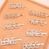 15 Stile Silber Gold Buchstabe Wort Strass Kristall Haarnadel Haarspange Haarspange Haarspange Griffnadel Haarspange Ornament Haarschmuck