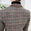 2023 Roupas de marca de grade homens Menina da primavera Casual Business Suit/masculino Algodão de alta qualidade Slim Fit Blazers Jackets/Man Plaid Coats S-4xl