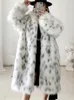 Women's Fur Faux Women Winter Coat Lady Casual Snow Leopard Print Jacket Female Thick Warm Midlong Plush Outerwear 231030