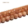 Lösa ädelstenar Luoman Xiari Natural Round Sunstone Stone Pärla för smycken som gör DIY -armband Halsband Material 4/6/8/10mm Strand 15 ''