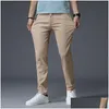 Mens Pants Spring Men Fashion Business Stretch Chinos Trousers Casual Black Cotton Pentalon Homme Clothing Drop Delivery Apparel Dhzvv