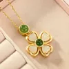 Pendants Classic Jade Clover Flower Pendant Necklace For Lady Neck Accessories Fashion S925 Clavicle Chain Women Silver