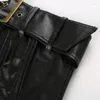 Women's Tanks 2023 Y2K Black Leather Corset Top Zipper Vintage Bandage Backless Sexy Mini Vest Women Streetwear Biker Moto Clubwear Punk