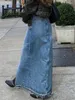 Spódnice letnie damskie spódnica biuro lady wysokiej talii dżins elegancka vintage żeńska odzież długa sukienki niebieska streetwear