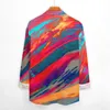 Camisas casuais masculinas abstrato pôr do sol homens trippy nebulosa impressão camisa manga longa legal harajuku blusas primavera padrão roupas tamanho grande