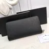 أعلى جودة الجودة المحافظ المحفظة Zippy Designer Walet P حاملي البطاقات الأسود من الجلد الأصلي Long Classic Fashion Wallet Handhide Handbag with box