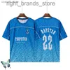 T-shirty męskie koszulki Trapstar Mesh Football Jersey Blue No.22 Mężczyźni T-shirt W220811 T231031