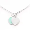 Any Designer Classic Popular Women's Jewelry Double Heart Necklace Titanium Steel Allergy Free No Fade