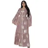 Robes décontractées YZZ Abayas pour femmes en mousseline de soie bronzée robe longue musulmane Moyen-Orient Dubaï dames Robe Caftan Marocain mode plus taille