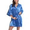 High quality satin night dress pajama set women's sleepwear robe gown sexy lace sleep long sleep ladies silk nightwear sexy