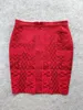 Skirts BEAUKEY High Waist Quality Red Metallic Bandage Super Mini Printed Pencil Bodycon Women Maxi Office Lady