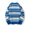 Herentruien Y2k Gestreept Patchwork Pullover Trui voor mannen en vrouwen Street chic Ronde hals Ropa Hombre Gebreide kleding Oversized blouses