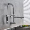 Kitchen Faucets Chrome Black Pull Down Faucet Single Cold Water Dual Swive Spout Mixer Wall Mounted 360 Rotation Bathroom Tap 231030