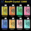 Orijinal Randm Crystal 12000 Puflar Tek Kullanımlık E-sigara, 20ml Vape 0/2/3/5% şarj edilebilir 650mAh Dijital Batter