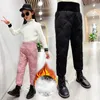 Hosen Winter Kinder Daunen Baumwolle Gepolsterte Hosen Baby Mädchen Hohe Taille Solide Ski Winddicht Warme Hosen Kinder Schnee Hose Teen Leggings 231030