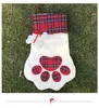 Chaussette de Noël en forme de patte de chien, grand plaid rouge à suspendre et chaussette blanche, 45,7 cm, ornement d'arbre de Noël, sac cadeau de bonbons pour accessoire de décoration de cheminée de vacances