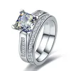 TRS102 Luksusowa jakość 2 karatowa księżniczka cięta jakość NSCD syntetyczny pierścionek zaręczynowy klejnot dla kobiet Zestaw ślubny zestaw ślubnych S245p