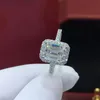 Choucong Brand New Stunning Luxury Jewelry 925 Sterling Silver Princess Cut White Topaz CZ Diamond Gemstones Women Wedding Band Ri255K