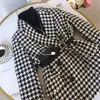 Wełniane mieszanki damskiej jesienne zimowe płaszcz w stylu vintage tysiąc ptaków kurtka kraciasty Kobiety Jaqueta feminina wełniana mieszanka płaszcza Tweed Blazer 231030