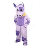 2024 Halloween Purple Cow Maskottchen Kostüm Hochwertige Cartoon Rinder Themencharakter Weihnachten Karneval Erwachsene Geburtstagsfeier Fancy Outfit