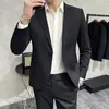 Ternos masculinos (calças blazer) 2023 primavera e outono negócios xadrez coreano listra sólida estilo britânico formal terno de duas peças