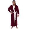 Men's Sleepwear 2023 Splicing Thickend Bathrobe Plush Hooded Long Clothes Coat Robe Lengthened Winter Home Night Gown