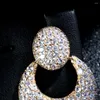 Boucles d'oreilles pendantes en zircone cubique pour femmes, grand cercle rond, goutte de luxe, bijoux de concours