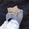 Hip Hop Jewelry Sterling Sier 3d Star Ice Out Anillo de moissanita Vvs de oro de 14 k