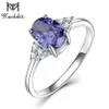 Kuololit Solid 925 Sterling Silver Rings For Women Created Tanzanite Gemstone Ring Wedding Engagement Band Fine Jewelry New J19070340i
