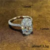 Sparkling luksusowa biżuteria prawdziwa 925 Sterling Srebrna duża owalna cięta biała topaz cz diamentowe kamienie wieczne kobiety Wedding Somee Ring263N