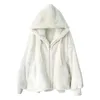 Dames bont faux wtempo lange mouw hoody pluizig vest dikker comfortabel fuzzy ritsed winter val pluche mank jas jas 231031