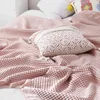 Blankets 100% Cotton Soft Bed Plaid Home Japenese Knitted Blanket Corn Grain Waffle Embossed Summer Ruffles Warm Throw Bedspread 231030