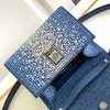 Designer Bag VSling Handväska Kristall Inspirerad Fashion Shoulder Bag Magnet Buckle Stängningskedja Vatten Diamond Handväska Fashion Denim Tote Bag Högkvalitativ