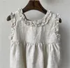 Vestidos da menina crianças roupas meninas primavera verão gola de renda princesa vestido de verão para bebês algodão linho sólido roupas das crianças jovens