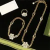 2023 Brand Double Diamond Fashion Charming Women Gold High Quality Titanium Steel Designer Halsbandsmycken
