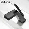 Kitchen Faucets Becola Basin Faucet BlackChrome Face Single Handle Deck Mounted Sink Taps Cold and Mixer for Bathroom Crane 231030