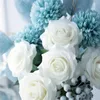 Decorative Flowers Nordic Snowflake Elegant Simulation White Rose Wedding Bridal Bouquet Artificial Silk Flower For Home Dining Table Decor