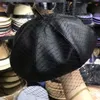 Berets Fascinating Black Hat Chic Leather French Beret With Veil Mesh Show Double Layer Women Beret Beanies Cap 231030