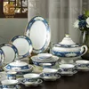 Zestawy naczyń stołowych Ceramiczne talerz w wysokiej temperaturze Chińskie niebieskie i białe szkliwo naczynia gospodarstwa domowego Ustaw prezent
