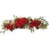 Swag de fleurs décoratives pour arc de mariage rustique, feuilles vertes artificielles, couronne de roses pour porte de maison