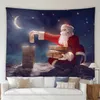 Juldekorationer Red Tapestry Santa Claus Tree Elk Presentlåda Bakgrund Dekor Tyg sovrum vardagsrum vägg hängande filt 231030